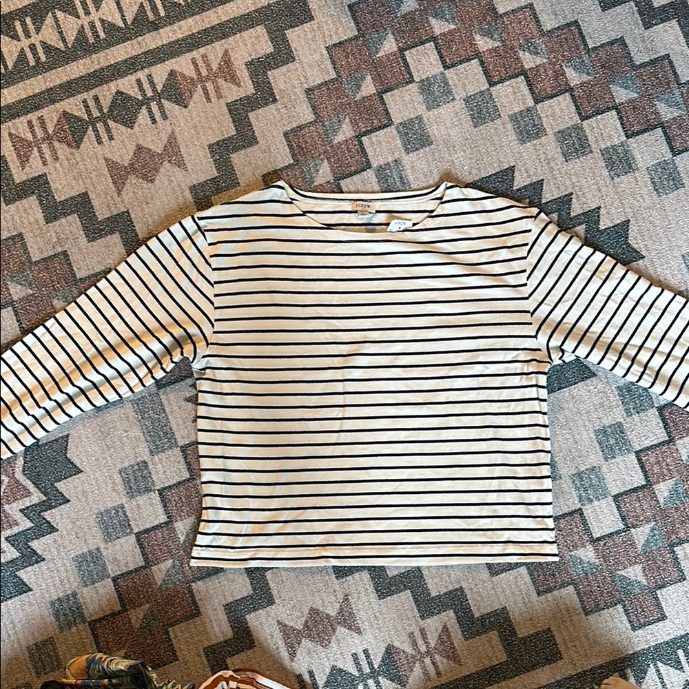 J. Crew Black and White Striped Long Sleeve Tee